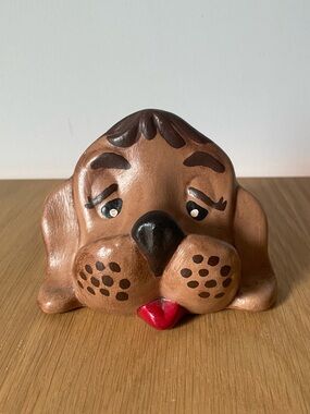 Vintage 70s Ceramic Dog Eye Glasses Holder